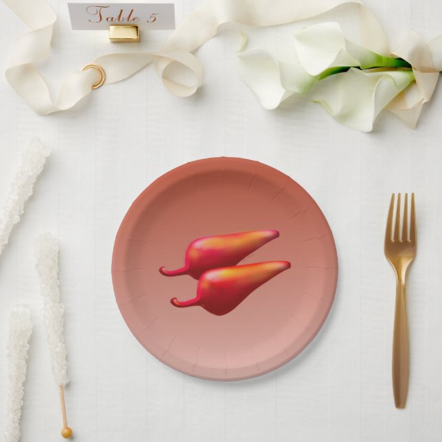 Red Chilli Peppers paper plates (Wedding)