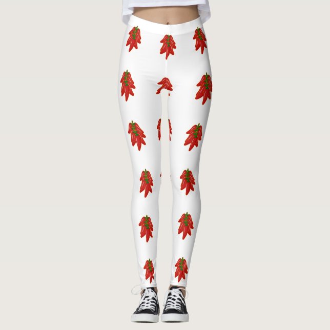 Red Chilli Peppers Pattern Leggings (Front)