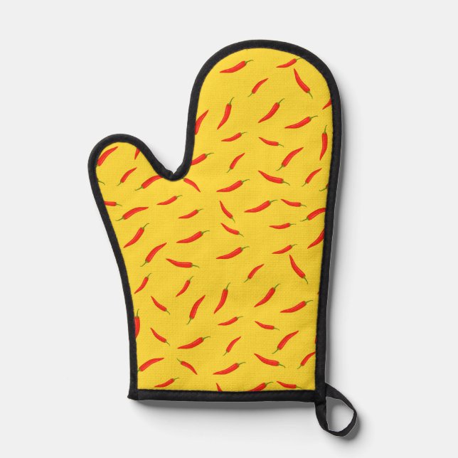 Red Chilli Peppers Pattern Oven Mitt (Front)