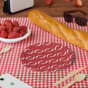Red Chilli Peppers Pattern Paper Plate