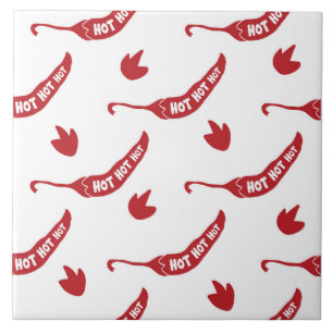 Red Chilli Peppers Pattern  Tile