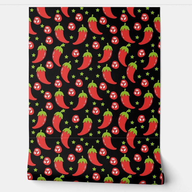 Red Chilli Peppers Pattern  Wallpaper (Unrolling)