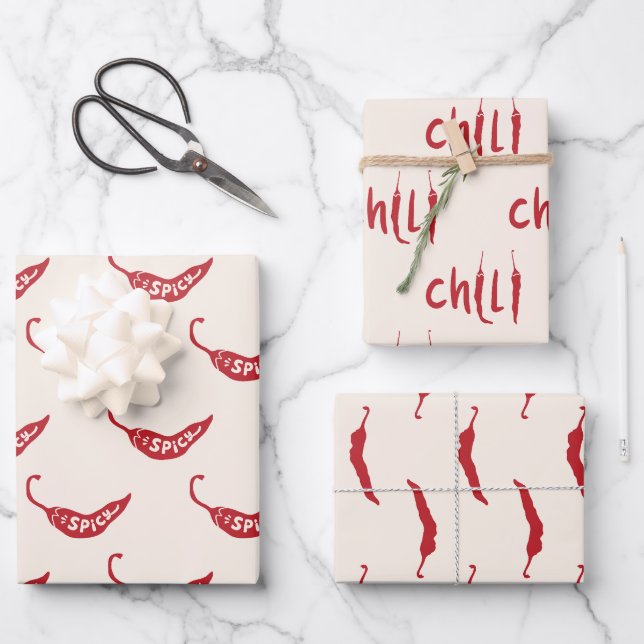 Red Chilli Peppers Pattern  Wrapping Paper Sheet (Front)