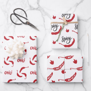 Red Chilli Peppers Pattern  Wrapping Paper Sheet