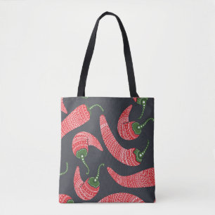 Red chilli peppers: seamless vintage pattern tote bag