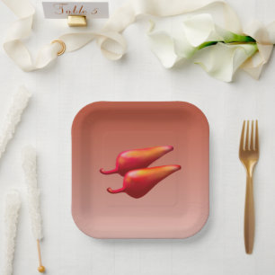 Red Chilli Peppers square paper plates