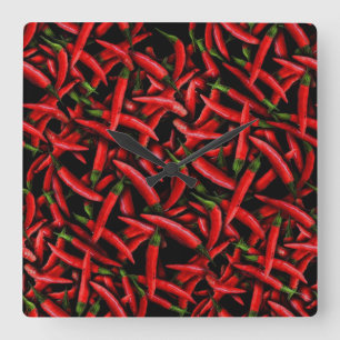 Red Chilli Peppers Square Wall Clock