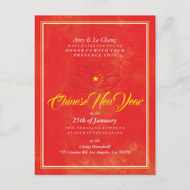 Red China: Chinese New Year Invitation Postcard (Front)