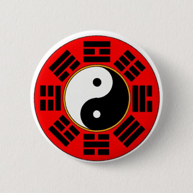 Red Chinese Balance Harmony Bagua Trigram 6 Cm Round Badge (Front)