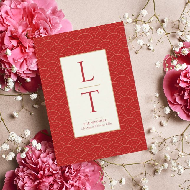 RED CHINESE CHINOISERIE WEDDING INVITATION (Creator Uploaded)