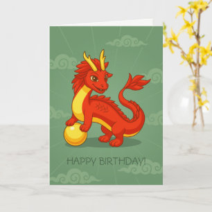 Red Chinese Dragon Birthday Blank Card