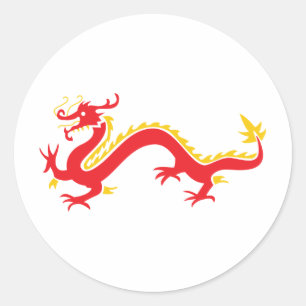 Red Chinese Dragon Classic Round Sticker