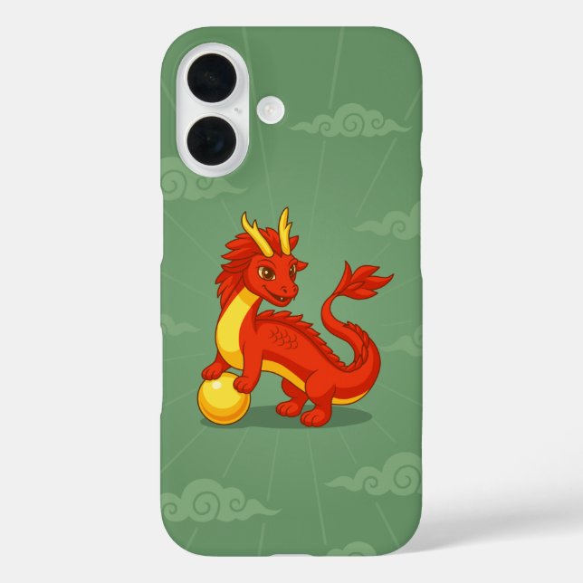 Red Chinese Dragon on Green Case-Mate iPhone Case (Back)