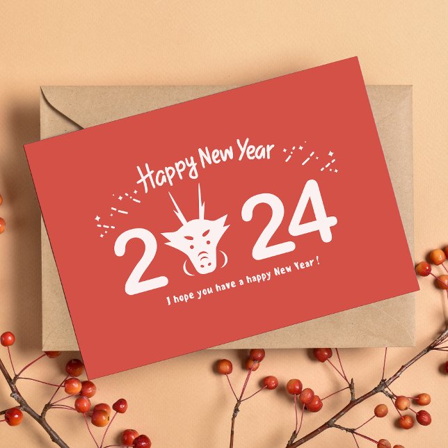 Red Chinese New Year 2024 Year Of Dragon Holiday Card (Creator Uploaded)