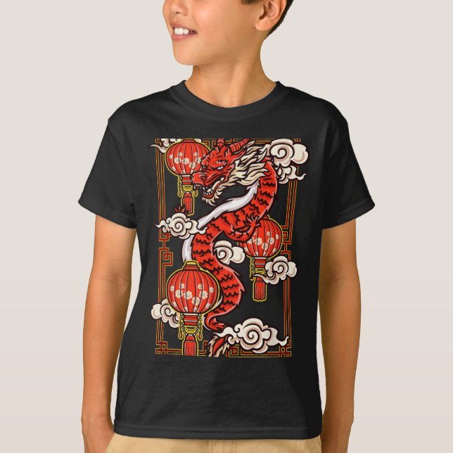 Red Chinese New Year Of The Dragon 2024 Lanterns C T-Shirt (Front)