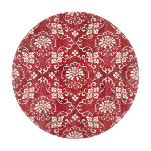 Red Chinese spiral flower background. Cutting Board