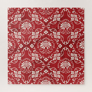 Red Chinese spiral flower background. Jigsaw Puzzle