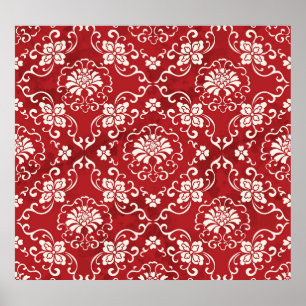 Red Chinese spiral flower background. Poster