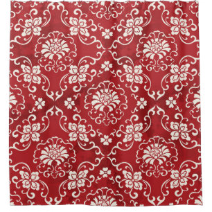 Red Chinese spiral flower background. Shower Curtain