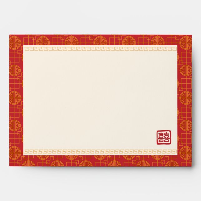 Red Chinese style double happiness wedding Envelope (Front)