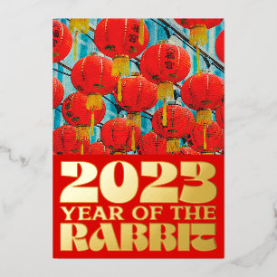 Red Chinese Water 2023 Rabbit New Year Gold