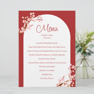 Red Chinese wedding cherry blossom arch banquet Menu