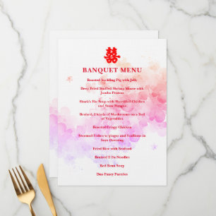Red Chinese wedding cherry blossom banquet Menu