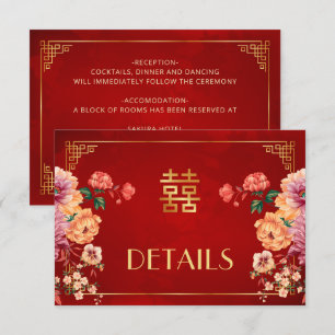 Red Chinese Wedding Details Enclosure Card