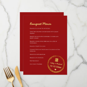 Red chinese wedding double happiness stamp menu