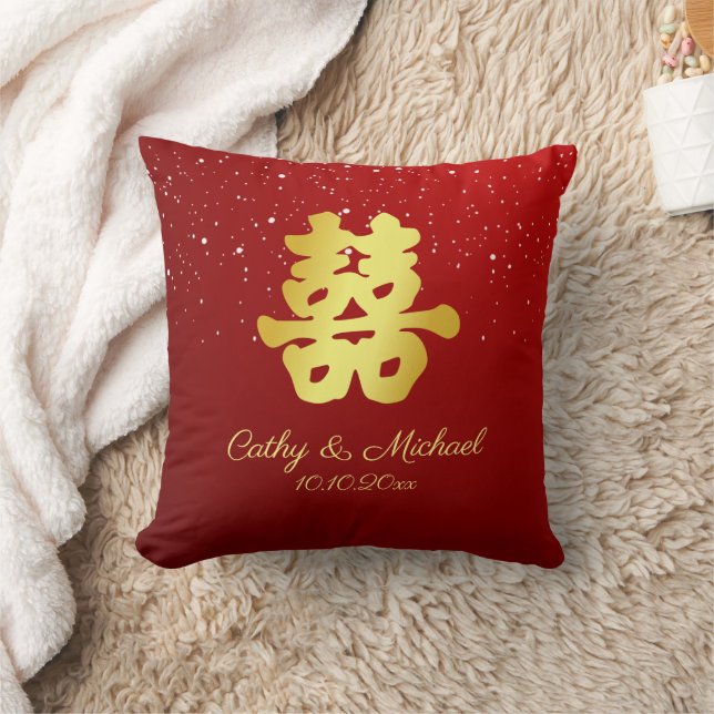 Red Chinese wedding snowflake double happiness Cushion (Blanket)