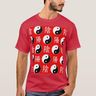 Red Chinese Yin Yang Pattern T-Shirt