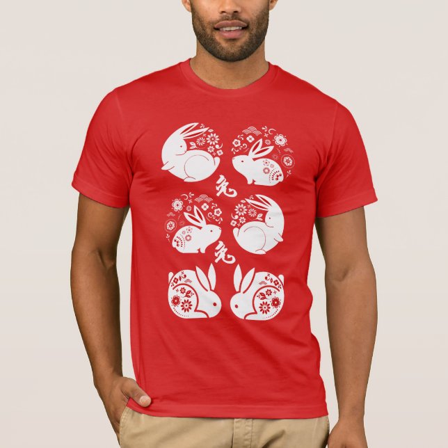 Red Chinese Zodiac Lunar Year of The Rabbit T-Shirt (Front)