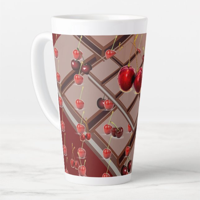 Red Chocolate Cherries Latte Mug (Left Angle)