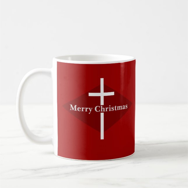 Red Christian Cross Christmas Coffee Mug (Left)