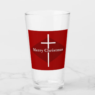 Red Christian Cross Christmas Glass