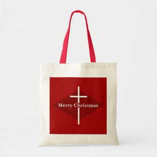 Red Christian Cross Christmas Tote Bag