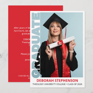 Red Christian Law Graduate 2026 Photo Graduation Invitation