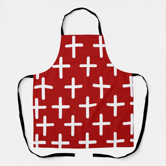 Red Christianity cross pattern design  Apron (Front)