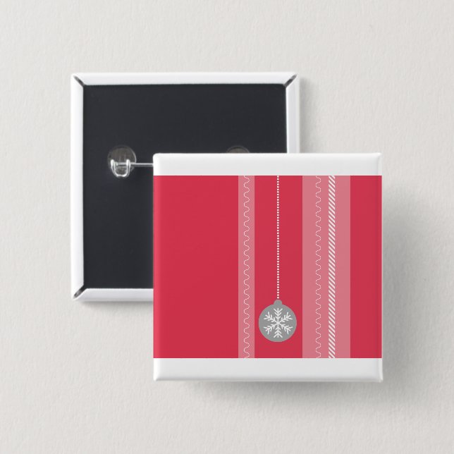 Red Christmas 15 Cm Square Badge (Front & Back)