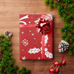Red Christmas 30"x30' Wrapping Paper