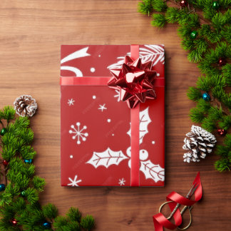 Red Christmas 30"x30' Wrapping Paper