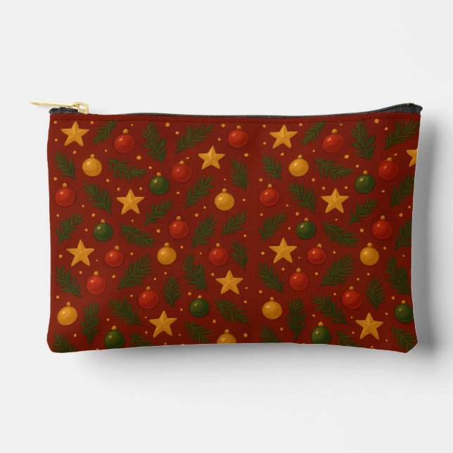 Red Christmas Accessory Pouch – Classic Holiday  (Front)