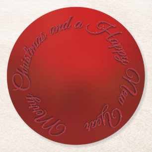 Red Christmas and New Year Round Coasters
