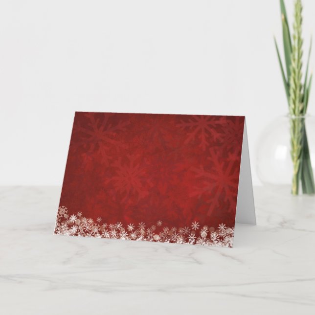 red christmas background with snowflakes, snow holiday card (Front)