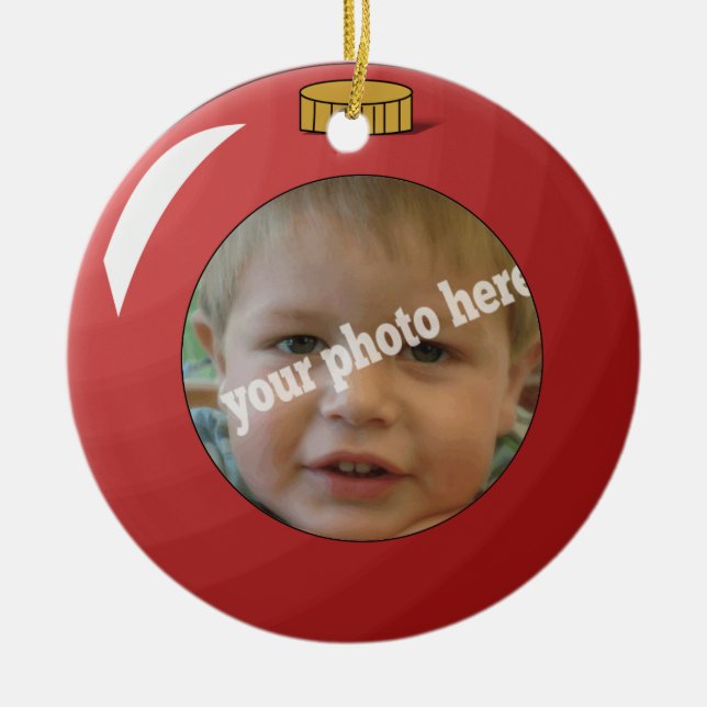 Red Christmas Ball Ornament Custom Photo Template (Front)