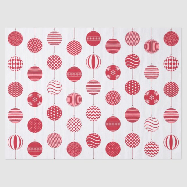 Red Christmas Ball Pattern Tissue Paper (Front)