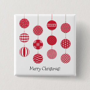 Red Christmas Balls Button
