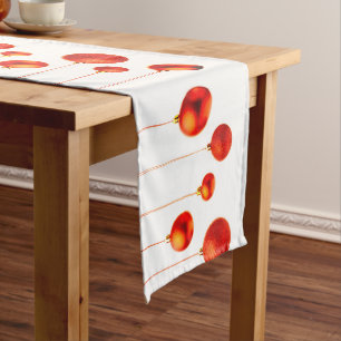 Red Christmas Balls decoration photo Long Table Runner