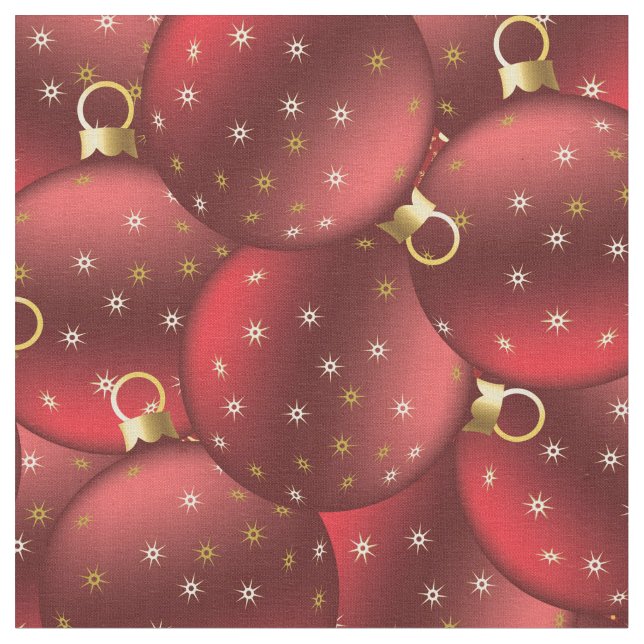 Red Christmas balls Fabric (Close Up)
