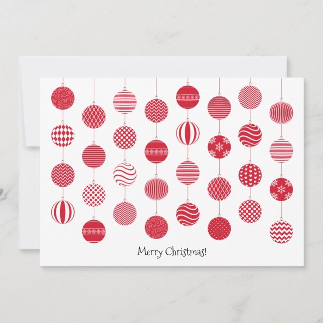 Red Christmas Balls Flat Greeting Card (Front)
